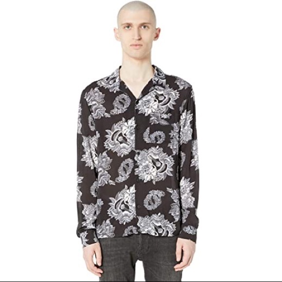 ALLSAINTS Garland Long Sleeve Hawaiian Shirt NWT - Picture 2 of 12